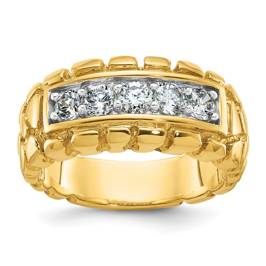 14k Men's 1 carat Diamond Nugget Complete Ring