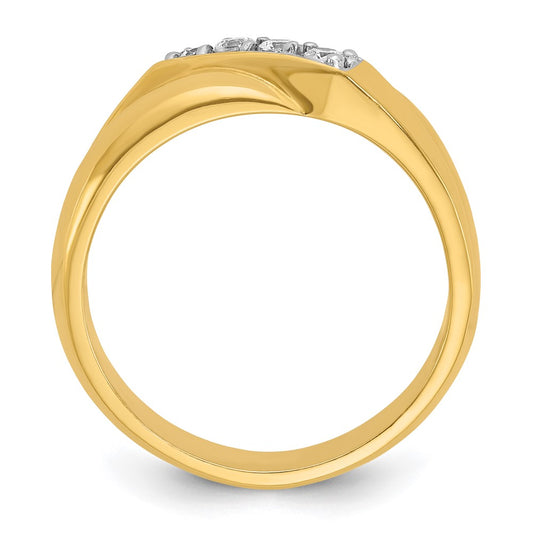 14k with White Rhodium Men's Polished Curved Bypass 4-Stone 1/5 Carat AA Quality Diamond Ring