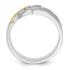14k Two-tone Men's Polished Satin and Grooved 4-Stone 1/4 Carat AA Quality Diamond Ring