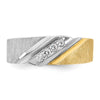 14k Two-tone Men's Polished Satin and Grooved 4-Stone 1/4 Carat AA Quality Diamond Ring