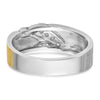 14k Two-tone Men's Polished Satin and Grooved 4-Stone 1/4 Carat AA Quality Diamond Ring