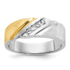 14k Two-tone Men's Polished Satin and Grooved 4-Stone 1/4 Carat AA Quality Diamond Ring