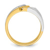 14k Two-tone Men's Polished and Grooved 3-Stone 1/6 Carat AA Quality Diamond Ring
