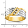 14k Two-tone Men's Polished and Grooved 3-Stone 1/6 Carat AA Quality Diamond Ring