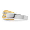 14k Two-tone Men's Polished and Grooved Curved Bypass 1/2 Carat AA Quality Diamond Ring