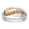 14k Two-tone Men's Polished and Grooved Curved Bypass 1/2 Carat AA Quality Diamond Ring
