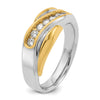 14k Two-tone Men's Polished and Grooved Curved Bypass 1/2 Carat AA Quality Diamond Ring