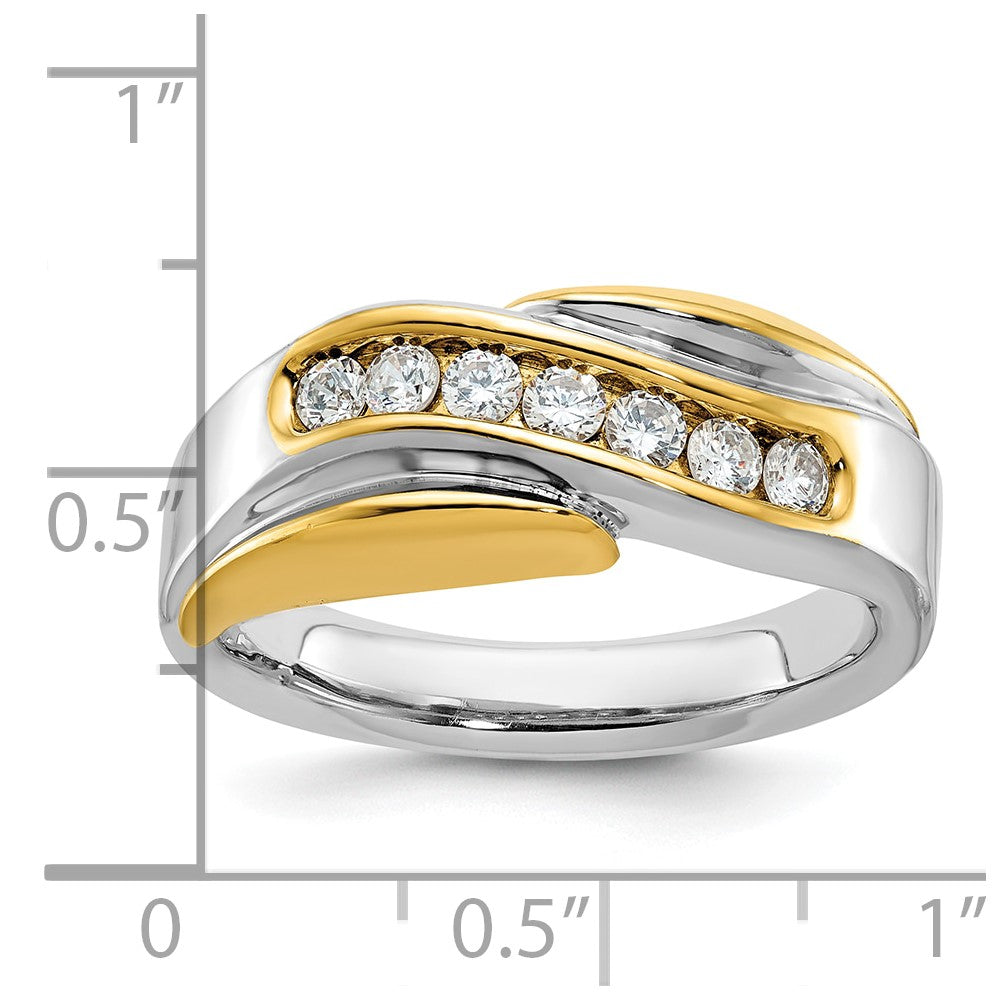 IBGoodman 14k Two-tone Men's Polished and Grooved Curved Bypass Ring Mounting