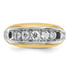 14k Two-tone Men's Polished and Grooved 5-Stone 1 Carat AA Quality Diamond Ring
