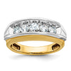 14k Two-tone Men's Polished and Grooved 5-Stone 1 Carat AA Quality Diamond Ring