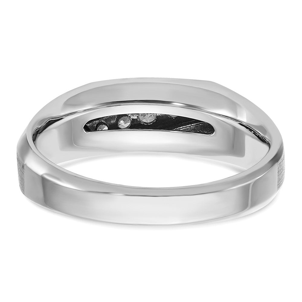 14k White Gold IBGoodman Men's Polished & Satin 5-Stone Ring Mounting