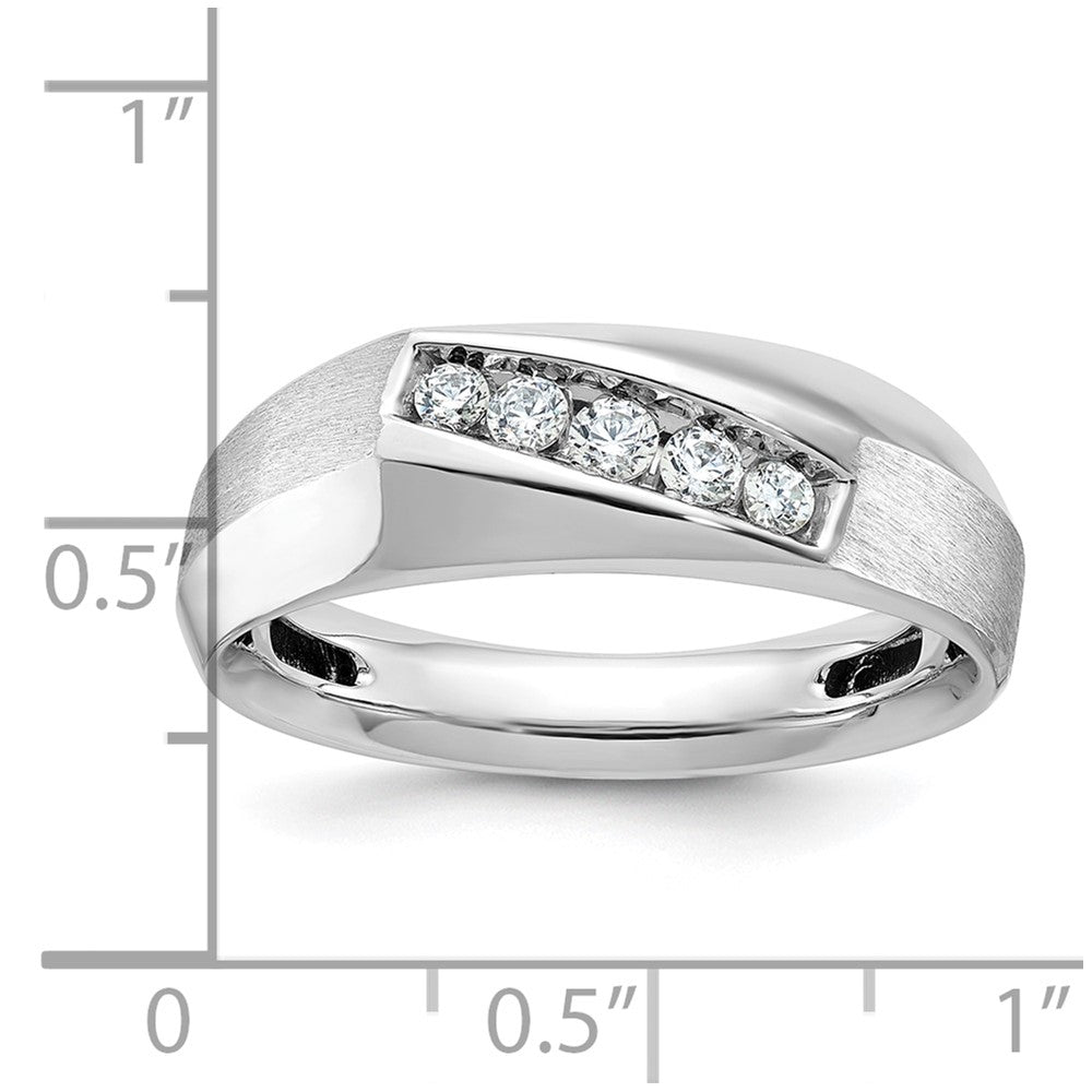 IBGoodman 14k White Gold Men's Polished and Satin 5-Stone 1/4 Carat AA Quality Diamond Ring