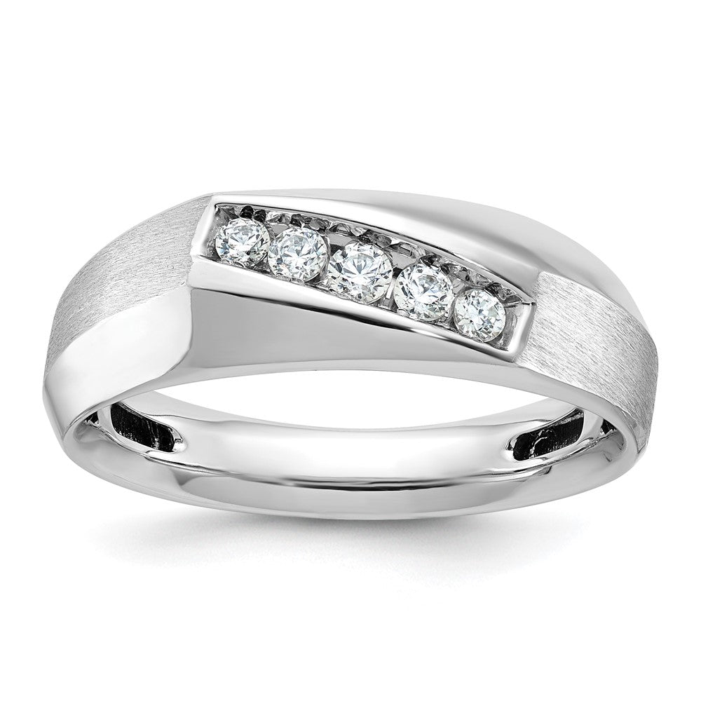 14k White Gold IBGoodman Men's Polished & Satin 5-Stone Ring Mounting