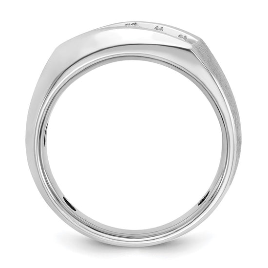 IBGoodman 14k White Gold Men's Polished and Satin 5-Stone 1/2 Carat AA Quality Diamond Ring