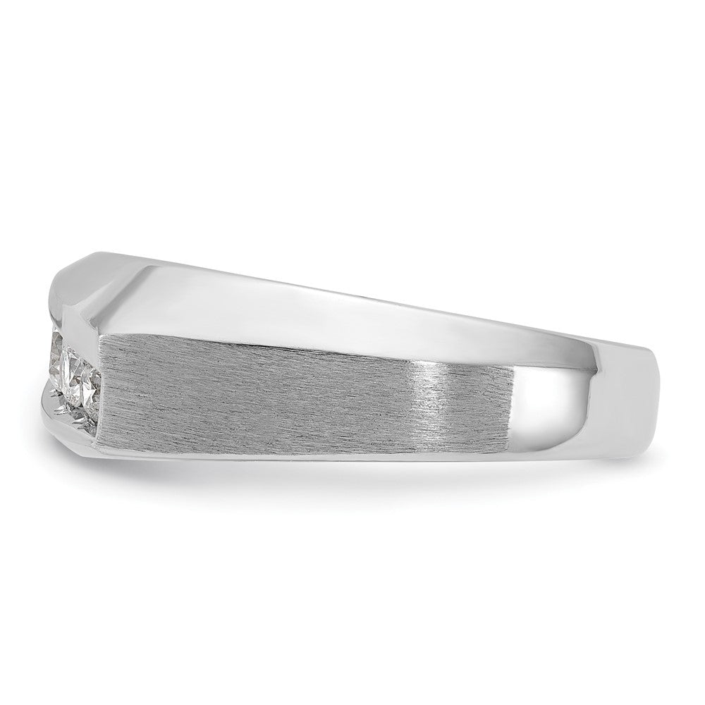 IBGoodman 14k White Gold Men's Polished and Satin 5-Stone 1/2 Carat AA Quality Diamond Ring