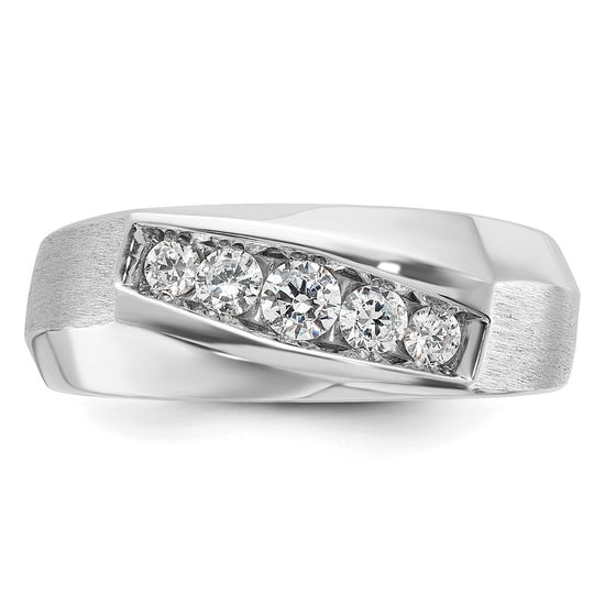 14k White Gold IBGoodman Men's Polished & Satin 5-Stone Ring Mounting