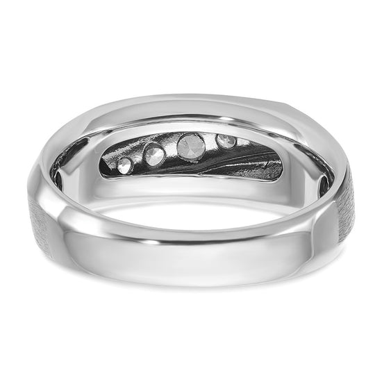 IBGoodman 14k White Gold Men's Polished and Satin 5-Stone 1/2 Carat AA Quality Diamond Ring