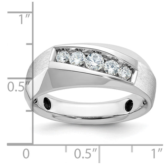 14k White Gold IBGoodman Men's Polished & Satin 5-Stone Ring Mounting