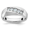 IBGoodman 14k White Gold Men's Polished and Satin 5-Stone 1/2 Carat AA Quality Diamond Ring