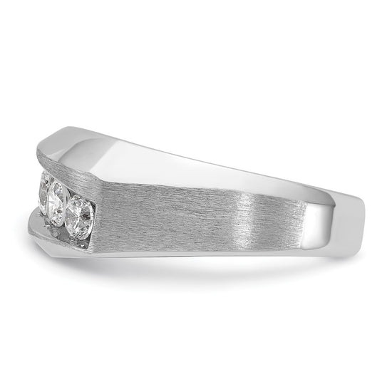 IBGoodman 14k White Gold Men's Polished and Satin 5-Stone 1 Carat AA Quality Diamond Ring