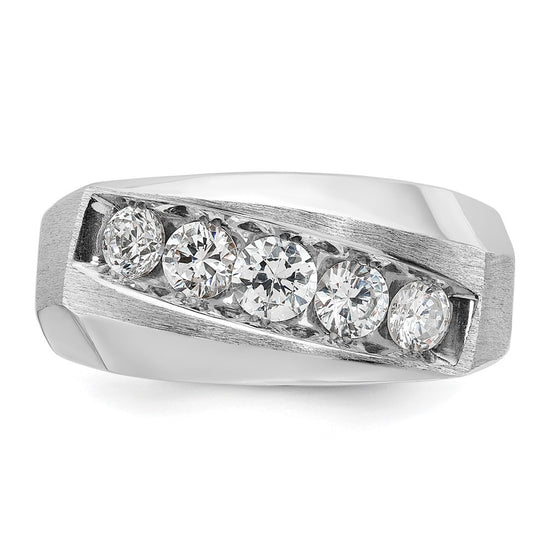 IBGoodman 14k White Gold Men's Polished and Satin 5-Stone 1 Carat AA Quality Diamond Ring