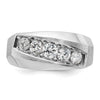 IBGoodman 14k White Gold Men's Polished and Satin 5-Stone 1 Carat AA Quality Diamond Ring