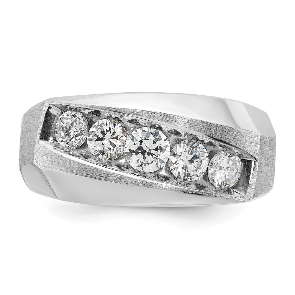 IBGoodman 14k White Gold Men's Polished and Satin 5-Stone 1 Carat AA Quality Diamond Ring