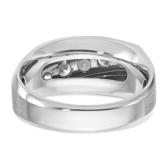 14k White Gold IBGoodman Men's Polished & Satin 5-Stone Ring Mounting