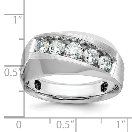 14k White Gold IBGoodman Men's Polished & Satin 5-Stone Ring Mounting