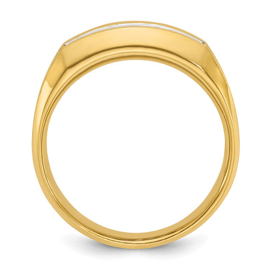 14k Men's Polished and Satin 5-Stone 1/2 Carat AA Quality Diamond Ring