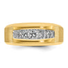 14k Men's Polished and Satin 5-Stone 1/2 Carat AA Quality Diamond Ring