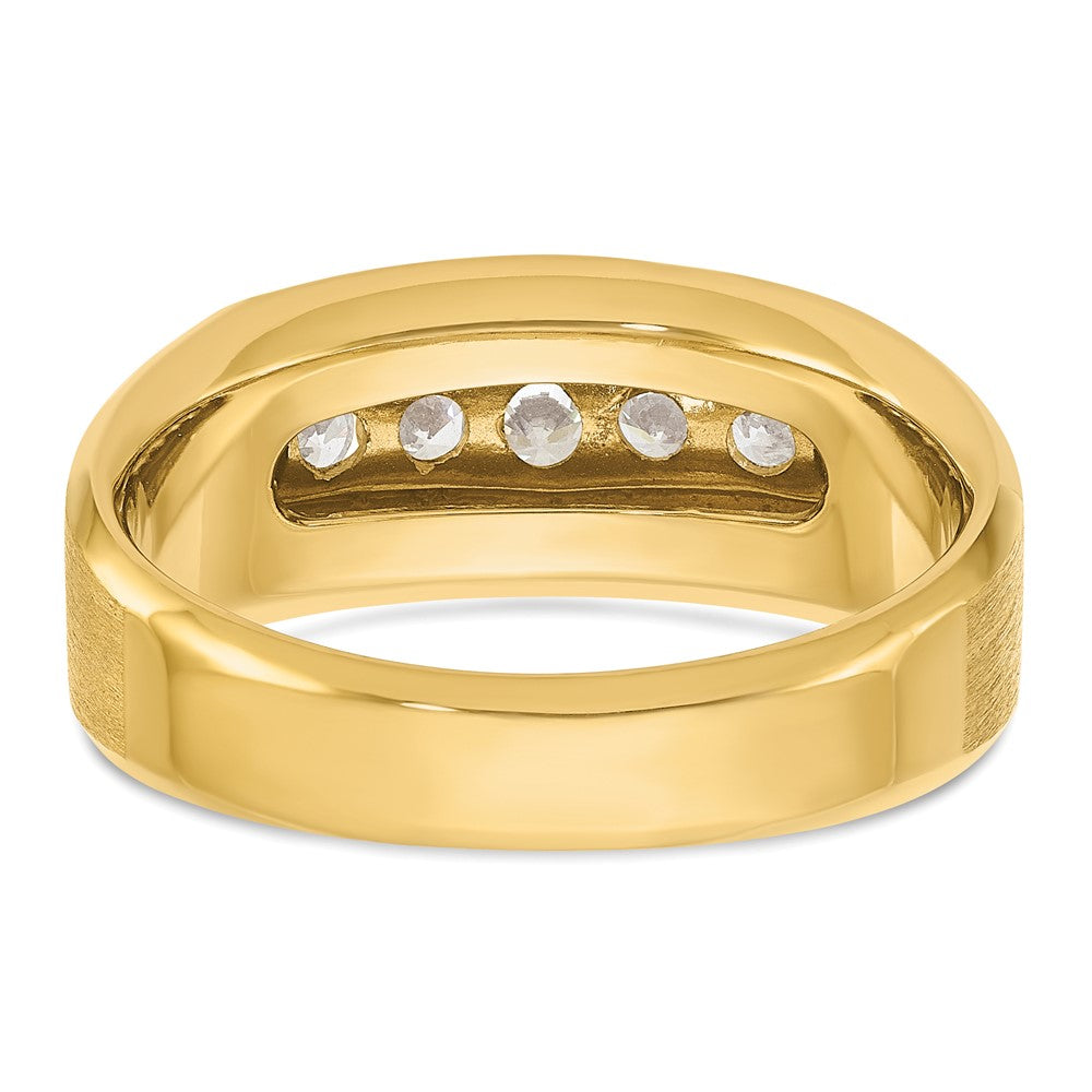 14k Men's Polished and Satin 5-Stone 1/2 Carat AA Quality Diamond Ring