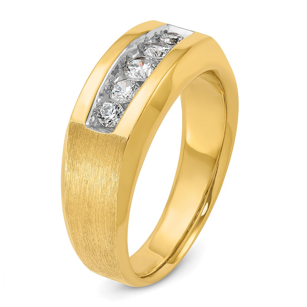 14k Men's Polished and Satin 5-Stone 1/2 Carat AA Quality Diamond Ring