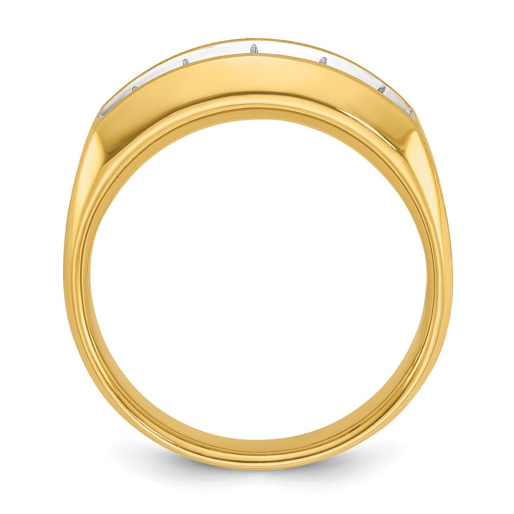 14k Men's Polished and Satin 5-Stone 1 Carat AA Quality Diamond Ring