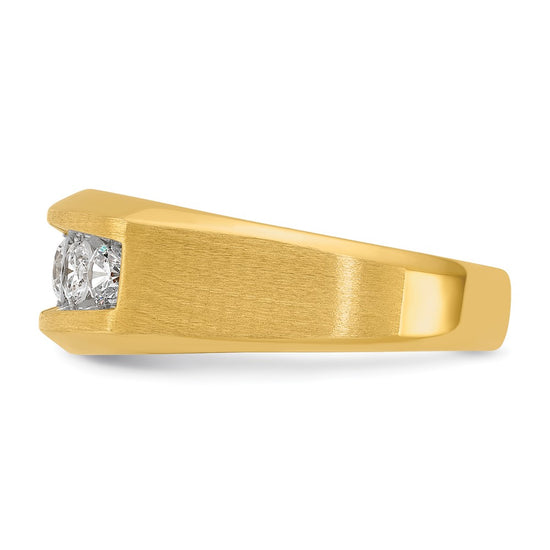 14k Men's Polished and Satin 5-Stone 1 Carat AA Quality Diamond Ring