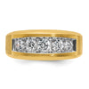14k Men's Polished and Satin 5-Stone 1 Carat AA Quality Diamond Ring