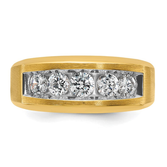 14k IBGoodman Men's Polished and Satin 5-Stone Ring Mounting