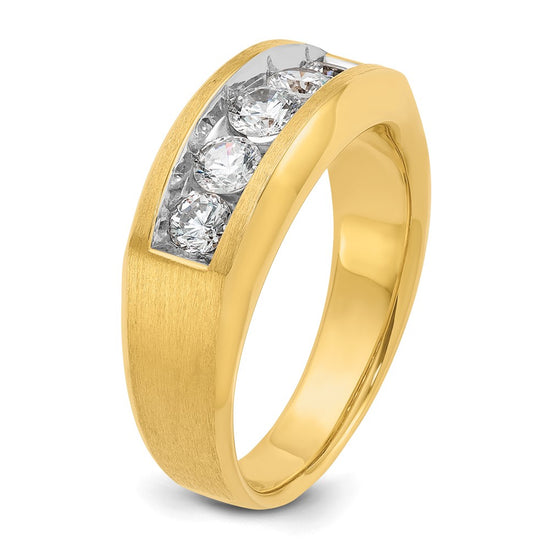 14k Men's Polished and Satin 5-Stone 1 Carat AA Quality Diamond Ring