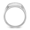 14k White Gold Men's Polished Satin and Grooved 3-Stone 1/2 Carat AA Quality Diamond Ring