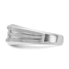 14k White Gold Men's Polished Satin and Grooved 3-Stone 1/2 Carat AA Quality Diamond Ring