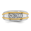 14k Two-tone IBGoodman Men's Polished 3-Stone Ring Mounting