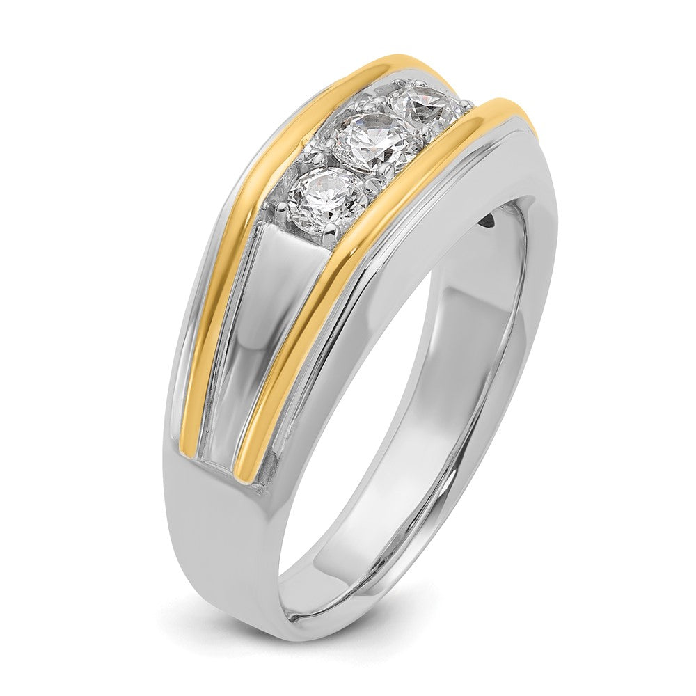 14k Two-tone IBGoodman Men's Polished 3-Stone Ring Mounting
