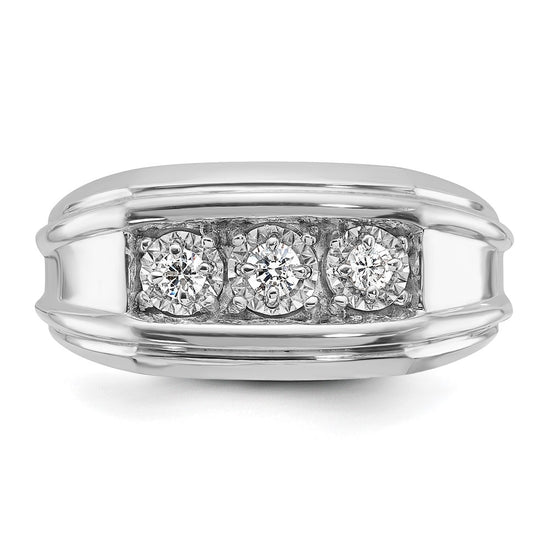 14k White Gold Mens 3-Stone 1 carat Diamond Ring
