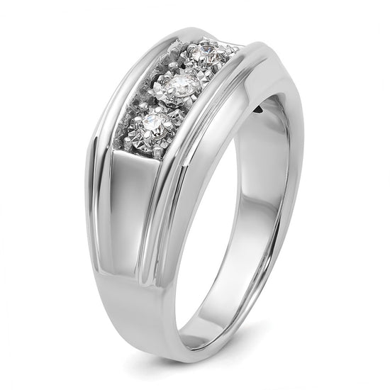 14k White Gold IBGoodman Men's 1 carat Diamond Complete Ring
