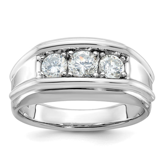 14k White Gold Mens 3-Stone 1 carat Diamond Ring