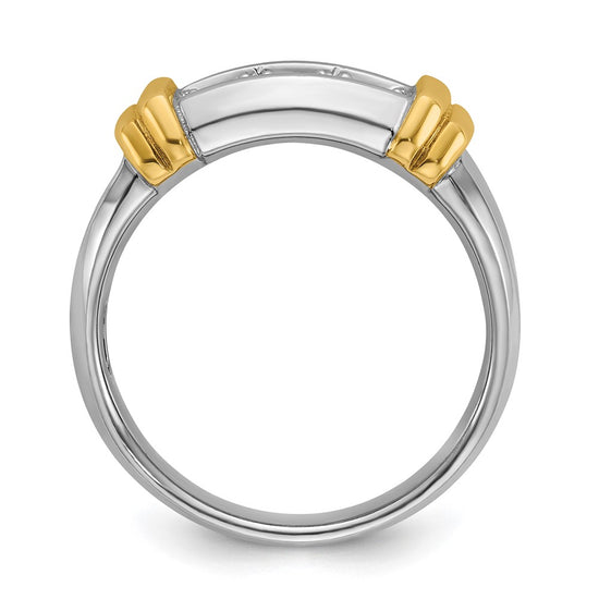 14k Two-tone Men's Polished 3-Stone 1/2 Carat AA Quality Diamond Ring