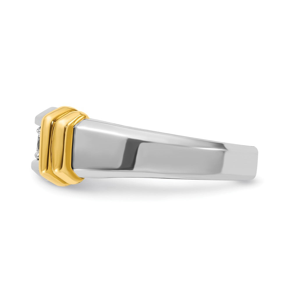 14k Two-tone Men's Polished 3-Stone 1/2 Carat AA Quality Diamond Ring