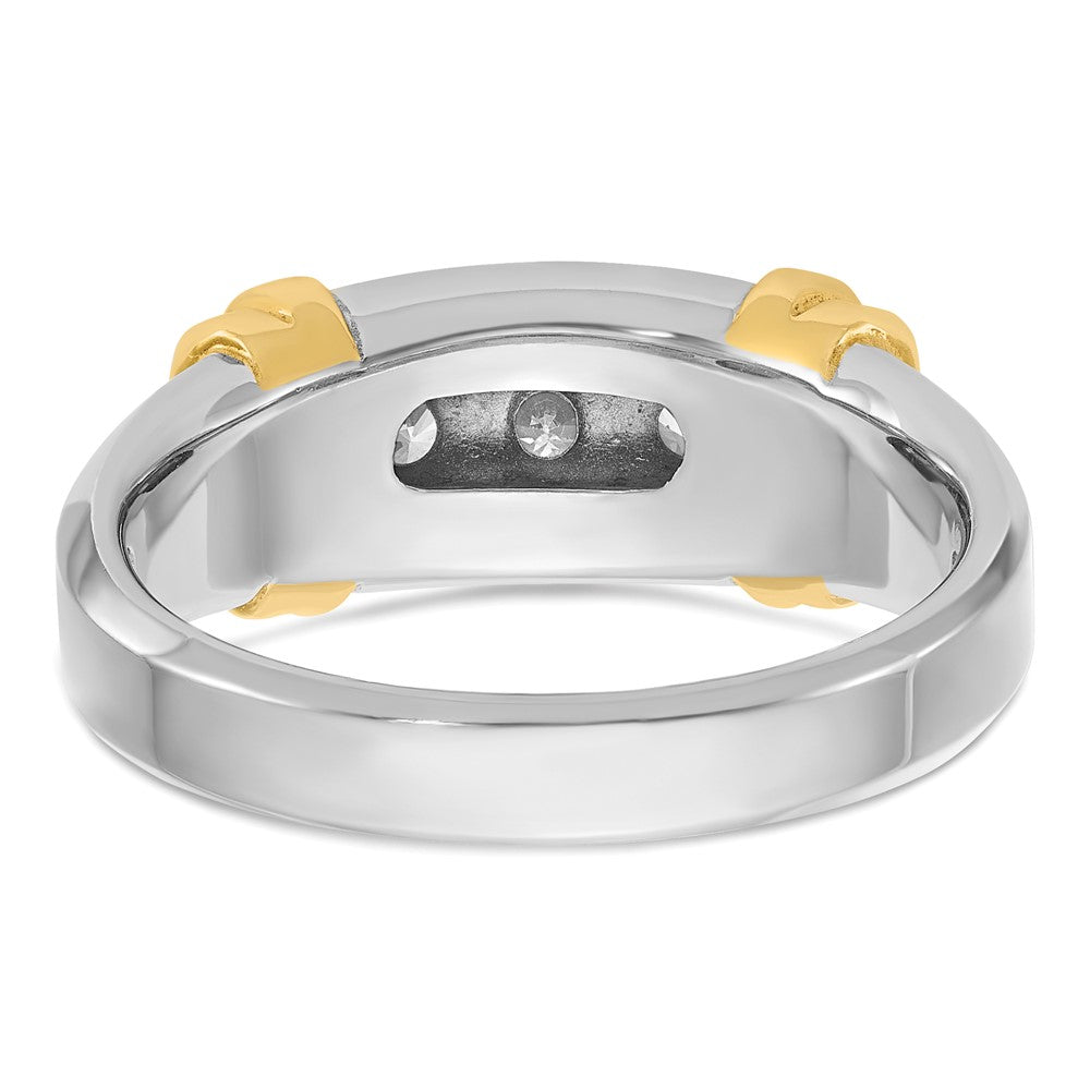 14k Two-tone Men's Polished 3-Stone 1/2 Carat AA Quality Diamond Ring