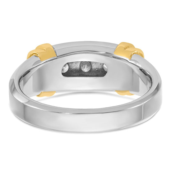 14k Two-tone IBGoodman Men's Polished 3-Stone Ring Mounting