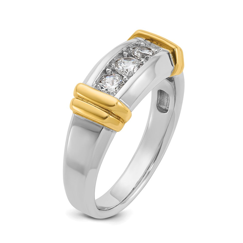 14k Two-tone IBGoodman Men's Polished 3-Stone Ring Mounting
